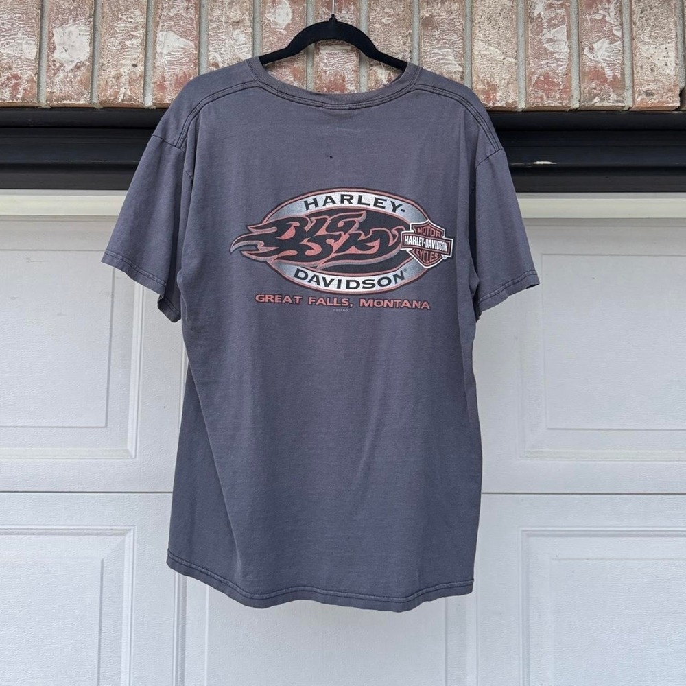 GREY HARLEY DAVIDSON "GREAT FALLS" GRAPHIC TEE